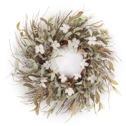 Cotton + Greenery Wreath