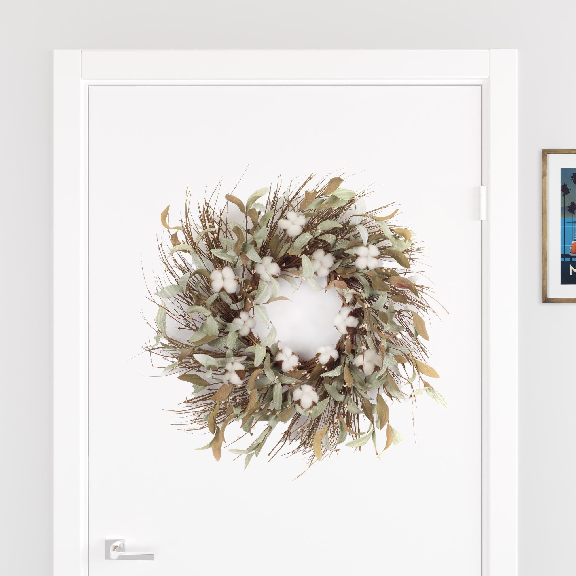 Cotton + Greenery Wreath