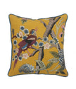 Floral Songbird Embroidered Throw Pillow