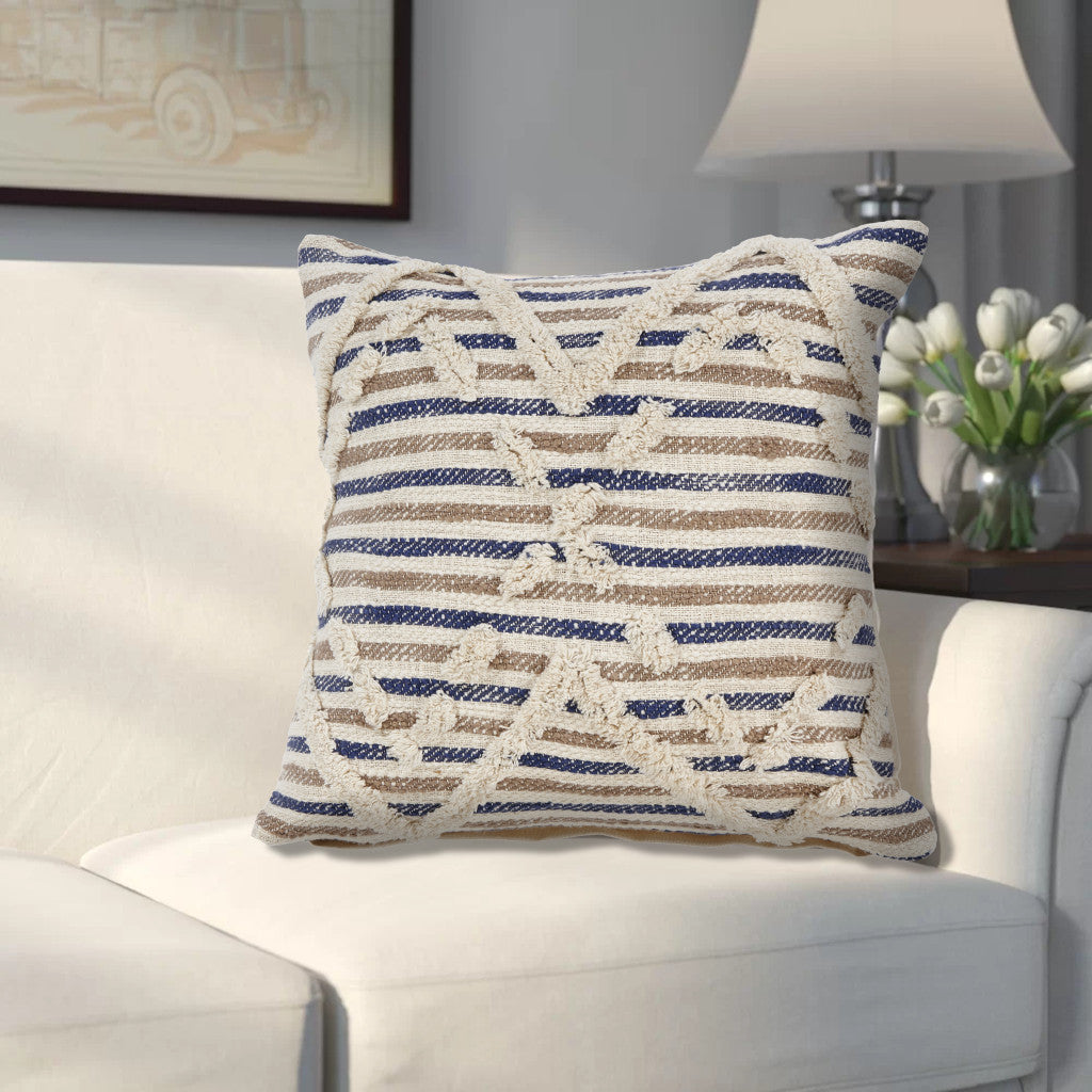 Nathaniel Striped Cotton Zippered Throw Pillow