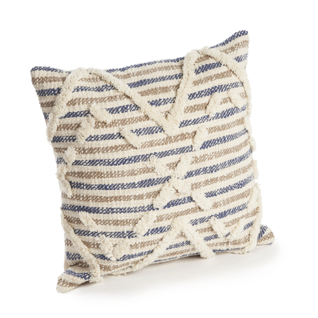 Nathaniel Striped Cotton Zippered Throw Pillow