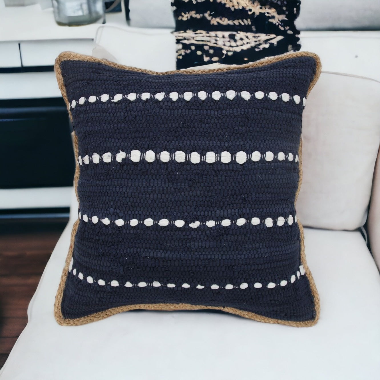 Dotted Linear Zippered Throw Pillow