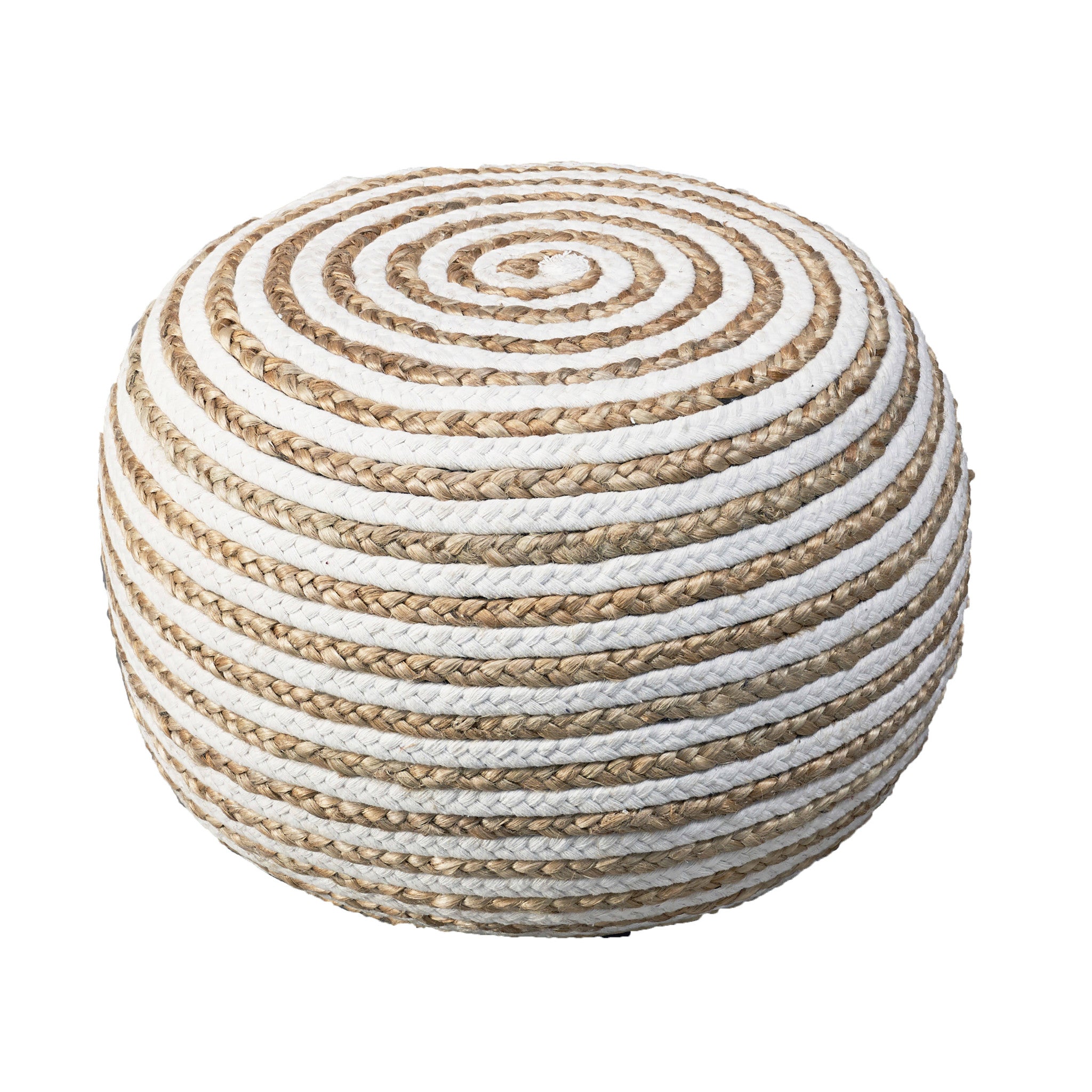 White + Jute Ottoman