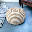 White + Jute Ottoman