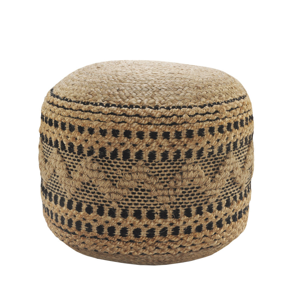 Laila Geometric Jute Ottoman