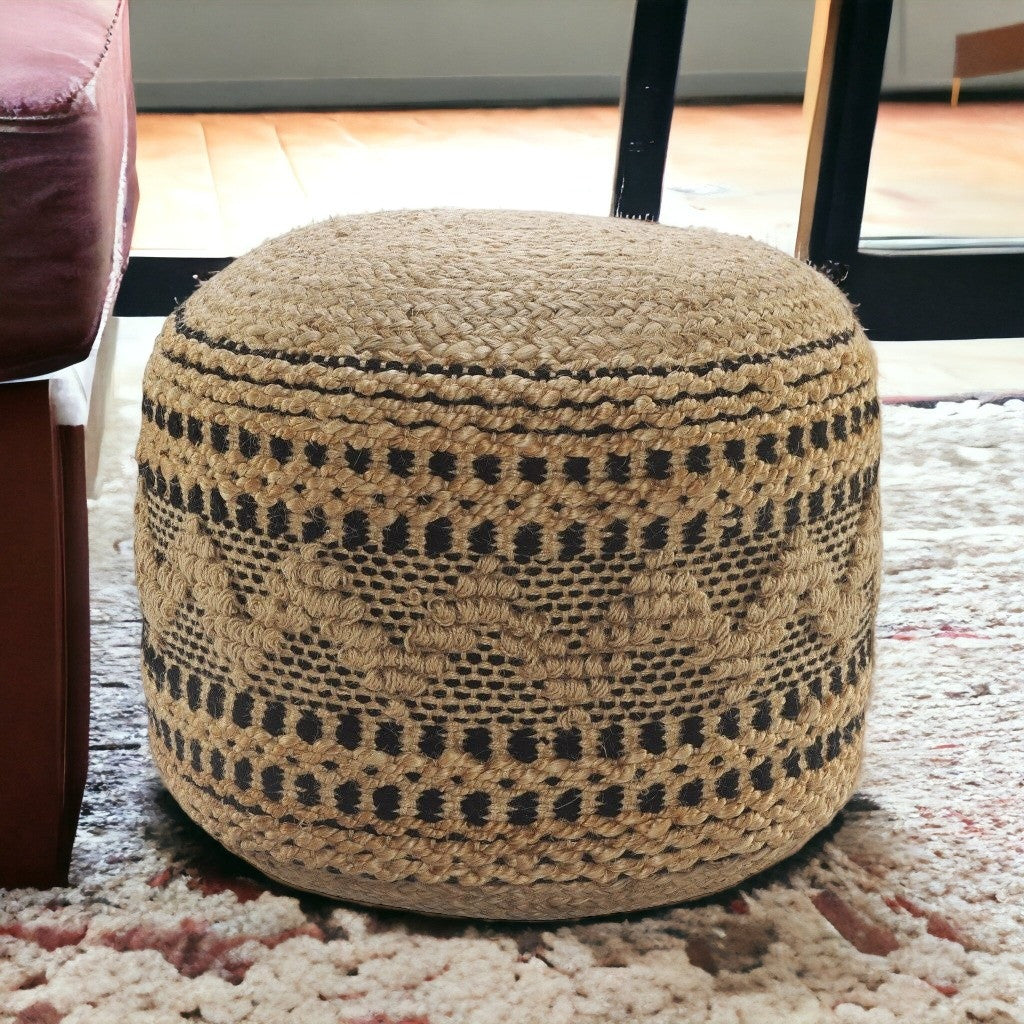 Laila Geometric Jute Ottoman