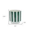 Emerald Stripes Set of Two  Round Planters