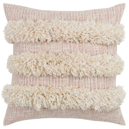 Pink + Fringe Cotton Throw Pillow