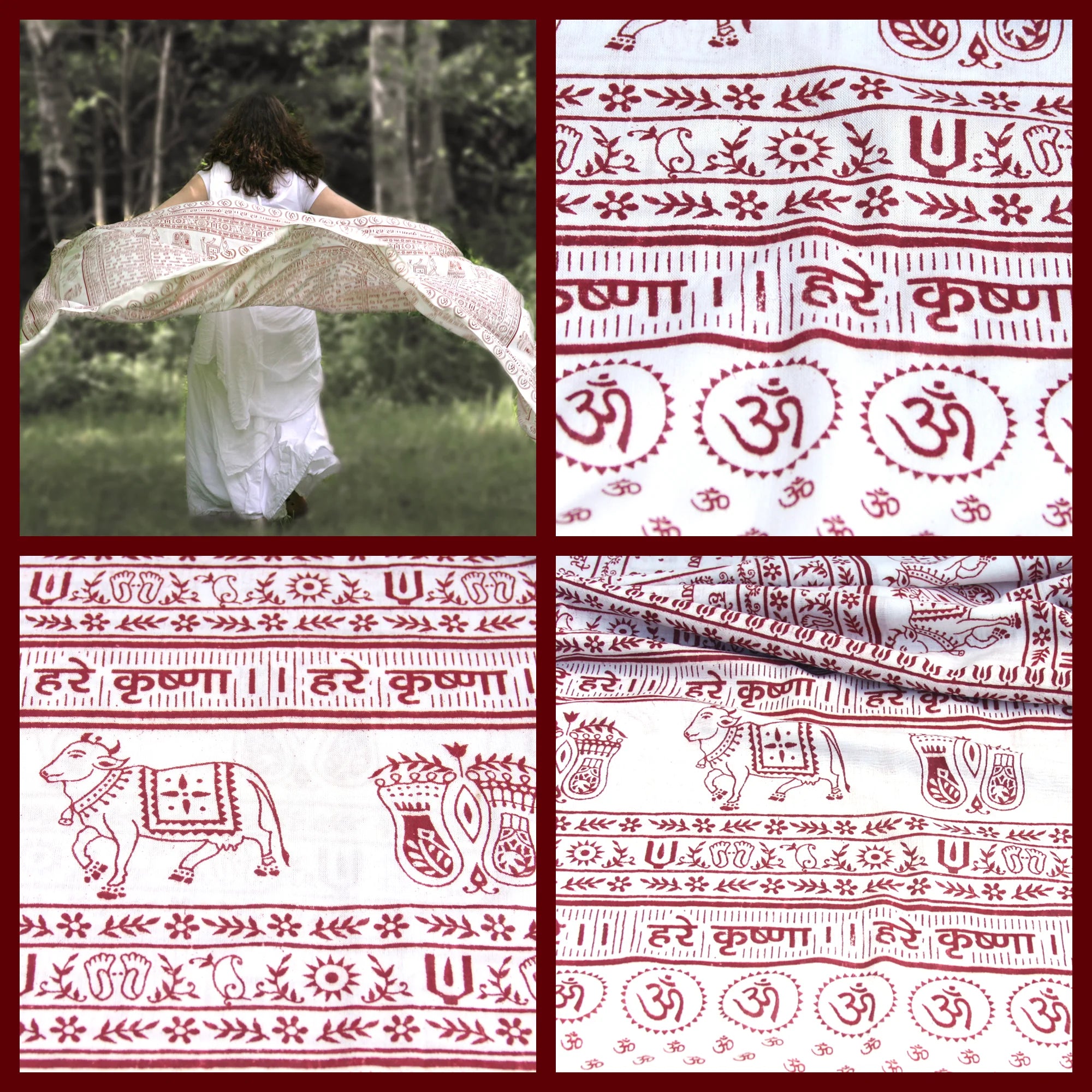 Meditation Yoga Prayer Shawl - Maha Mantra - White