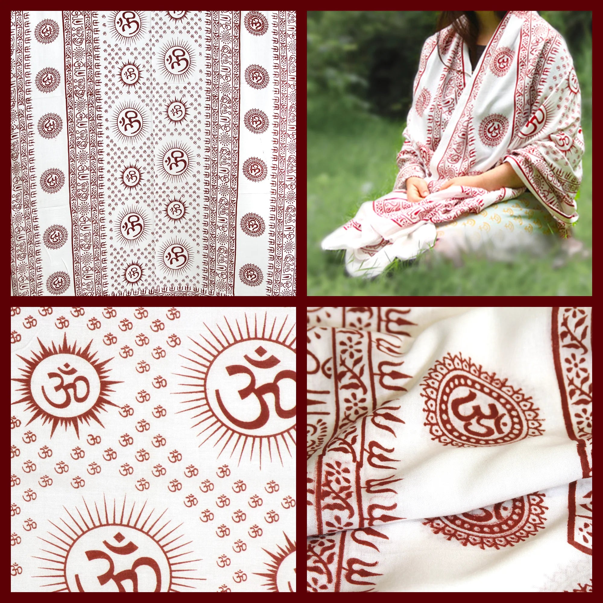 Meditation Yoga Prayer Shawl - Mantra Om - White