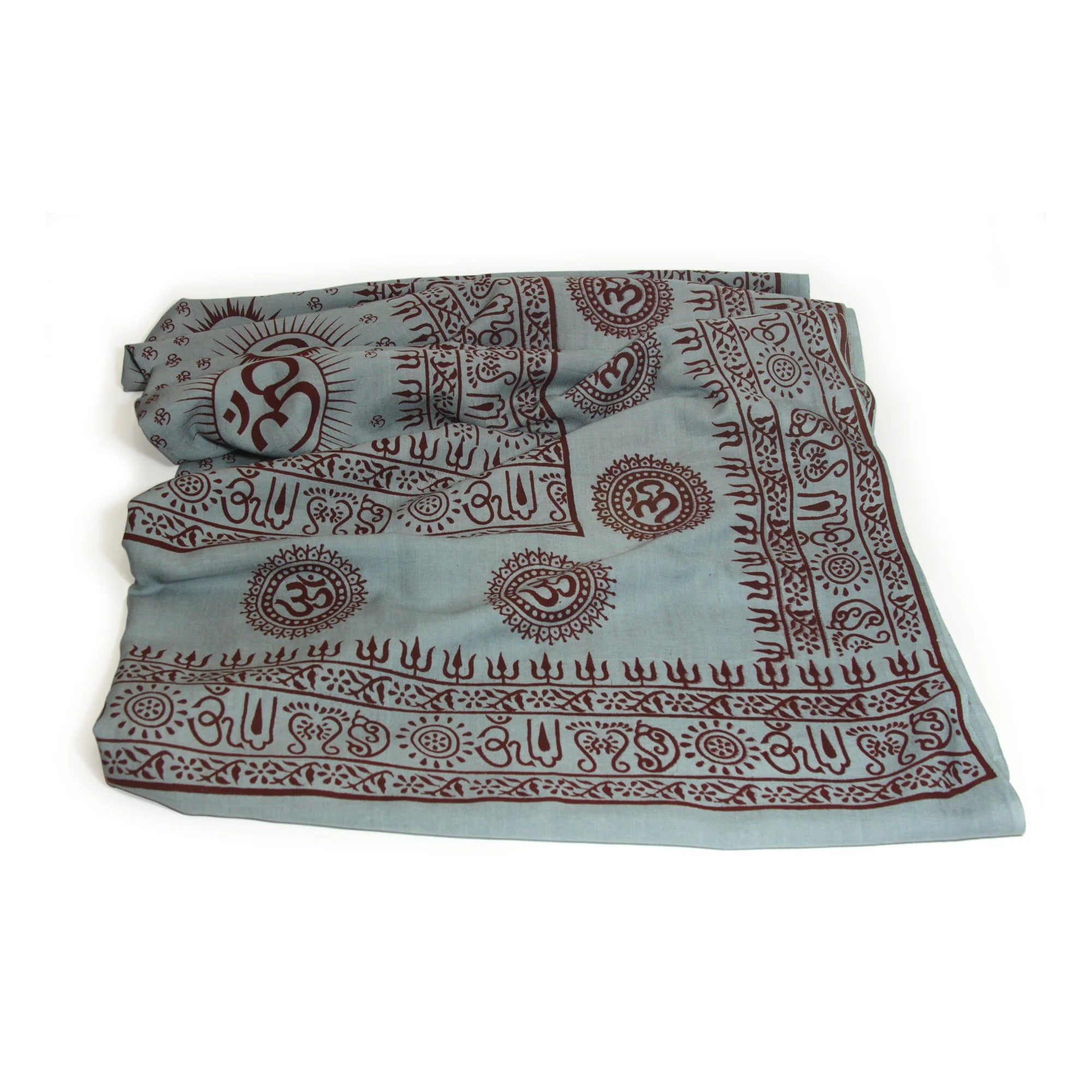 Meditation Yoga Prayer Shawl - Mantra Om - Grey