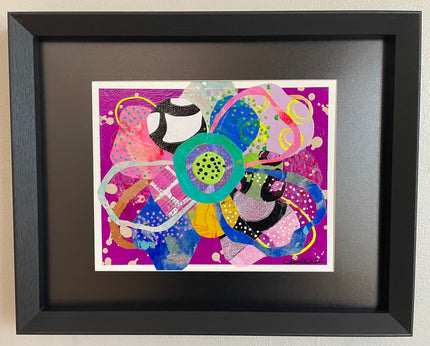 Prismatic Petal Mixed Media Framed Collage Original Piece